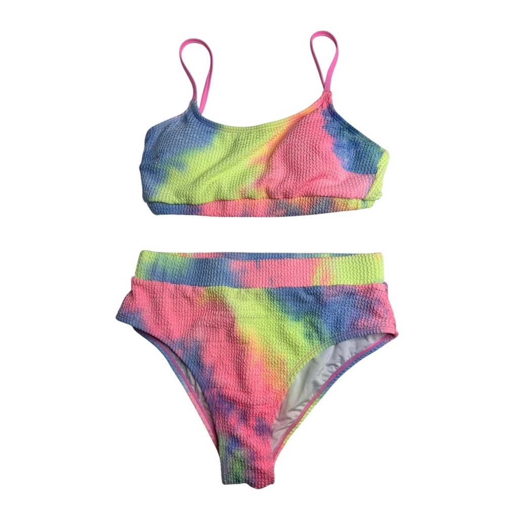 Cupshe NWT Tie-Dye Wash Textured Scoop Neck Top & High Waist Bikini Set Size M - Picture 3 of 12